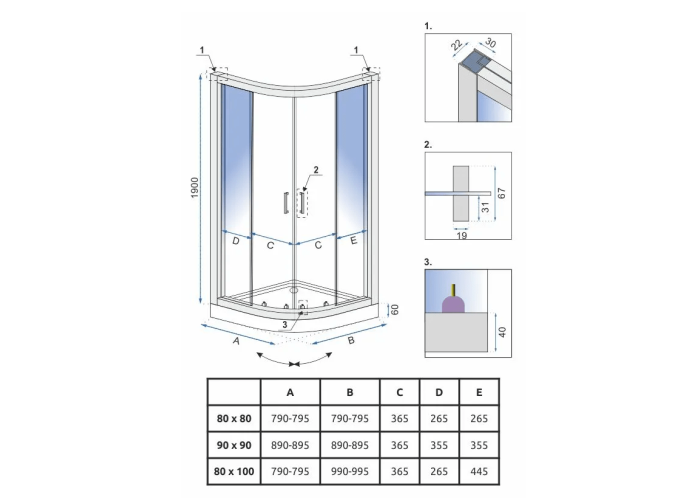 Душова Кабіна Rea LOOK 90X90 Хром REA-K7905