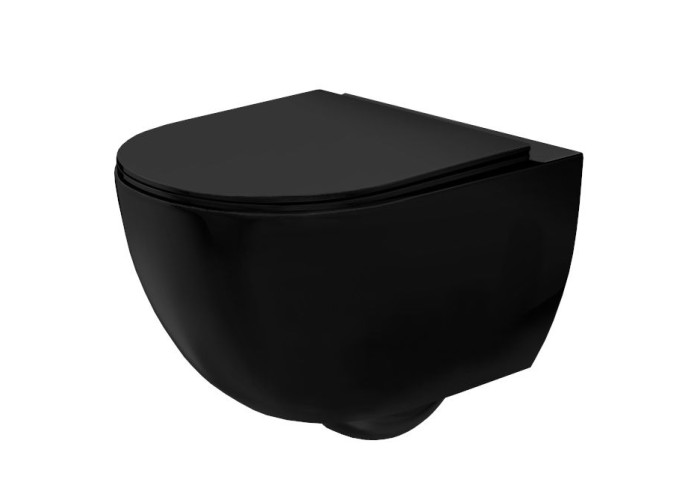Унітаз REA Carlo Mini Rimless Flat Чорний Мат REA-C8489