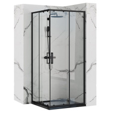 Душова Кабіна REA Punto Чорний 80x80 + Душовий Піддон Savoy Чорний KPL-4800-4804