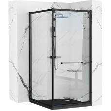 Душова Кабіна REA Space In Чорний 80x100 + Душовий Піддон Savoy Чорний KPL-8882-4087