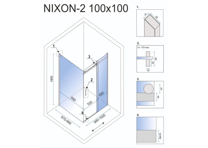 Душова Кабіна REA Nixon 100x100 L KPL-K5014-K5012