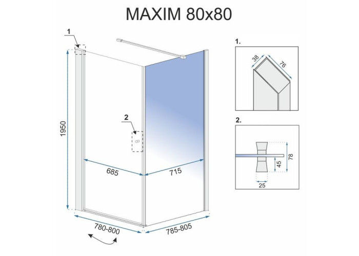 Душова Кабіна REA Maxim 80x80 L REA-K0264