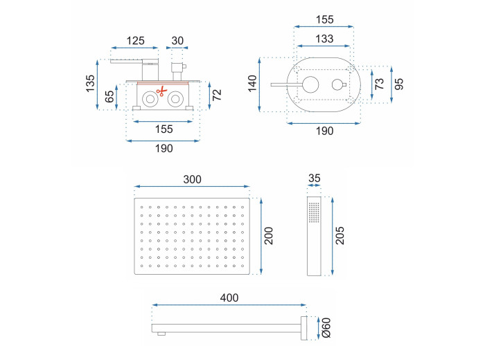Душовий Гарнітур REA OVAL Чорний BOX REA-P8467