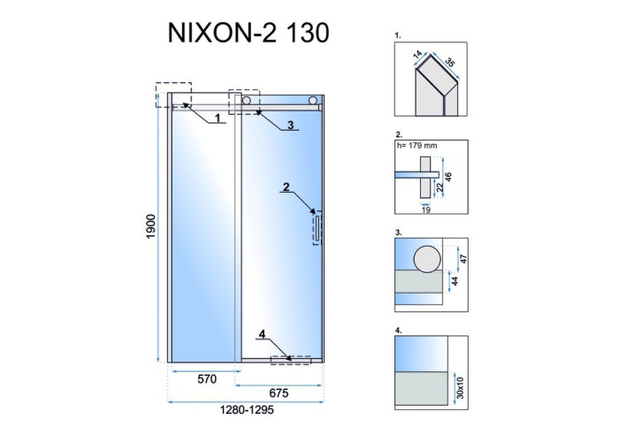 Душова Дверка REA EasyClean NIXON 130 Хром