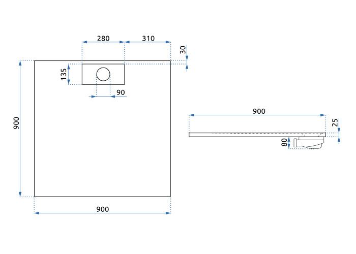 Душовий Піддон Bazalt Білий 90x90 REA-K3303
