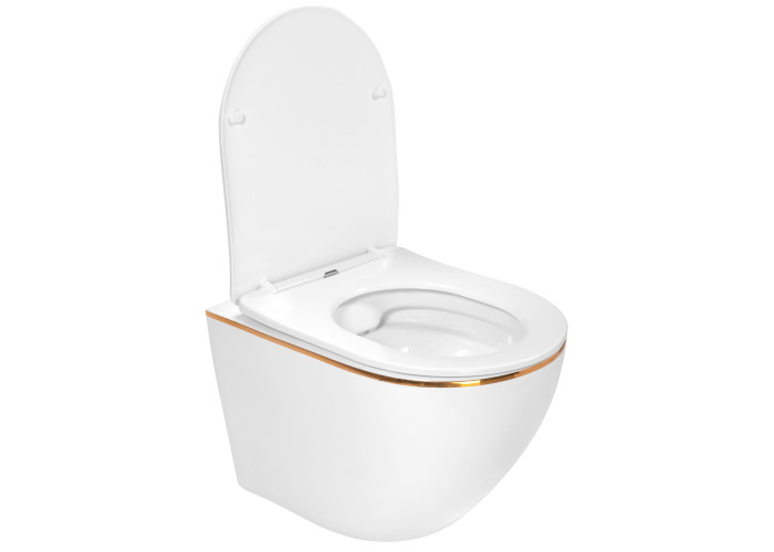 Унітаз REA Carlo Білий Mini Flat Золото Edge REA-C1222