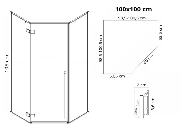 Душова Кабіна DIAMOND Золото 100x100 REA-K6616