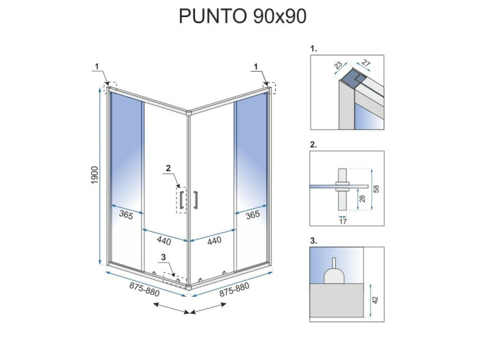 Душова Кабіна REA Punto Чорний 90x90 REA-K4801