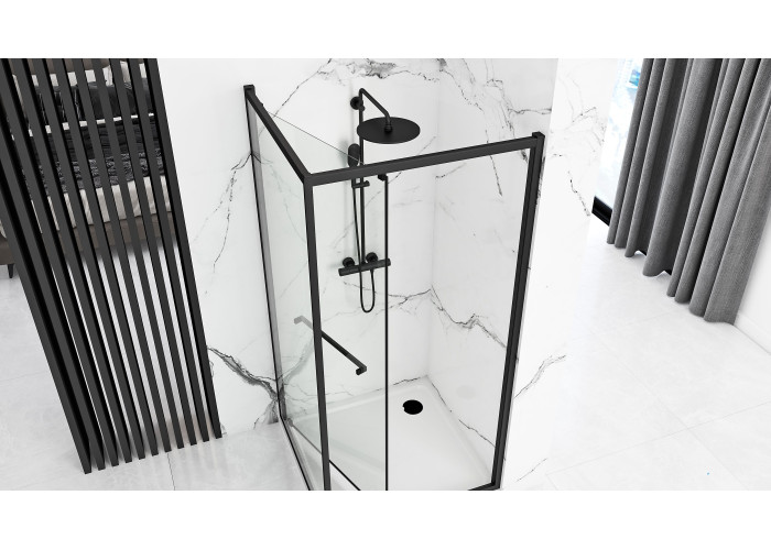 Душова Кабіна REA Space In Чорний 80x100 + Душовий Піддон Savoy Чорний KPL-8882-4087
