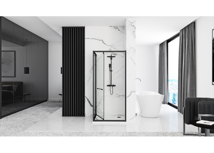 Душова Кабіна REA Space In Чорний 80x100 + Душовий Піддон Savoy Чорний KPL-8882-4087