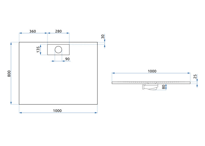 Душовий Піддон Bazalt long Білий 80x100 REA-K3320
