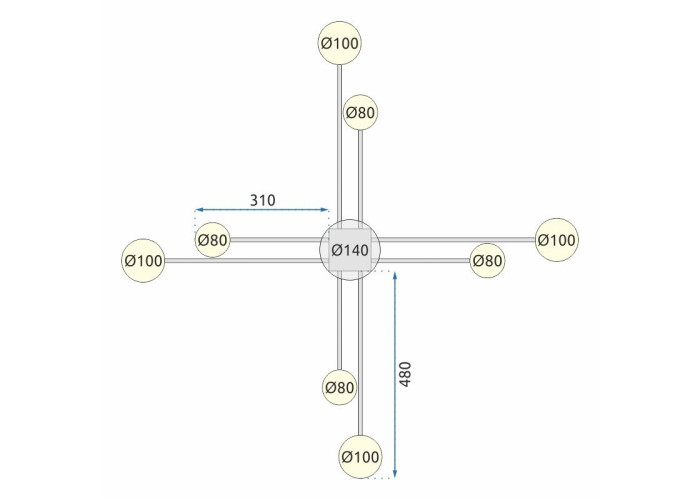 Люстра Чорний 8-Плечова LED APP523-8C OSW-08465