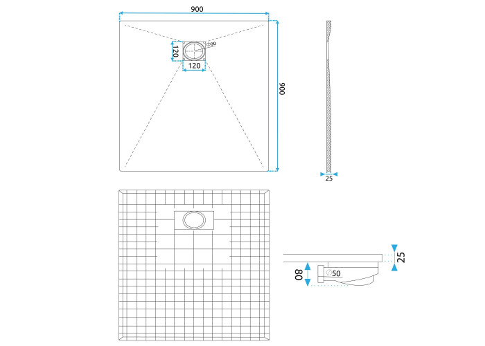 Душовий Піддон Magnum Сірий 90x90 REA-K4106