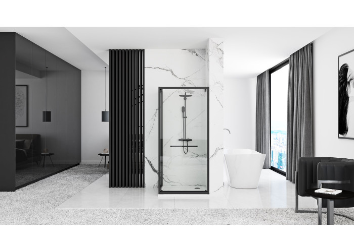 Душова Кабіна REA Space In Чорний 80x100 + Душовий Піддон Savoy Чорний KPL-8882-4087