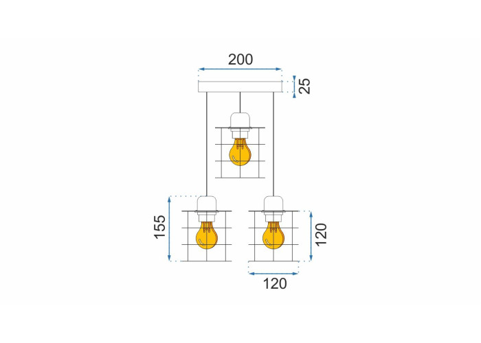 Люстра Потрійна Метал Loft Чорний 392204 OSW-04003