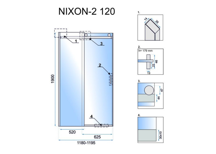Душова Дверка REA EasyClean NIXON 120 Хром