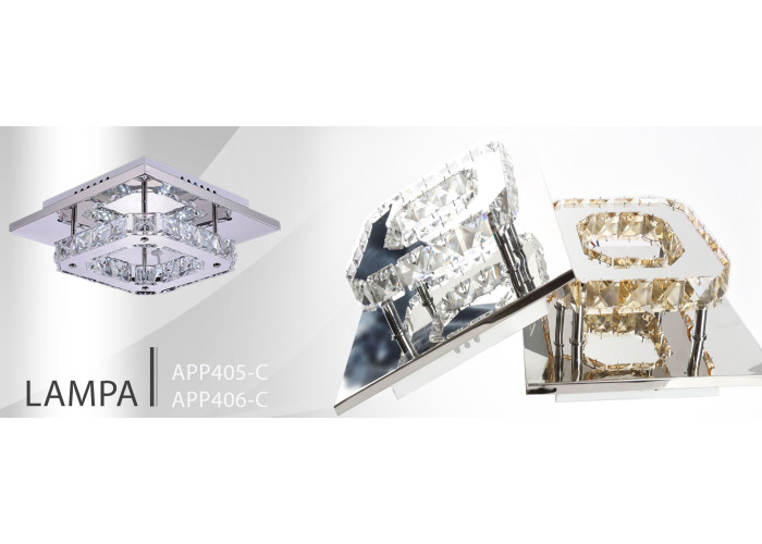 Люстра Кристал Квадратна Glamour 8W APP405-C APP406-C OSW-65003