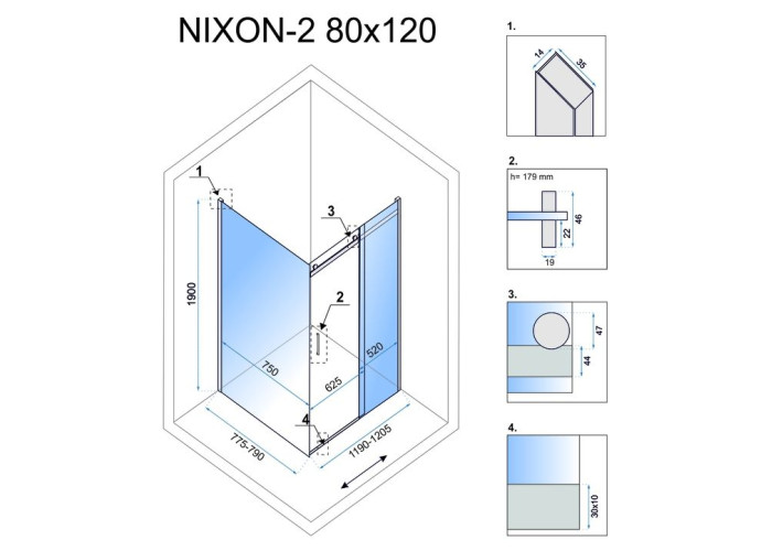 Душова Кабіна REA Nixon 80x120 L KPL-K5010-K5002
