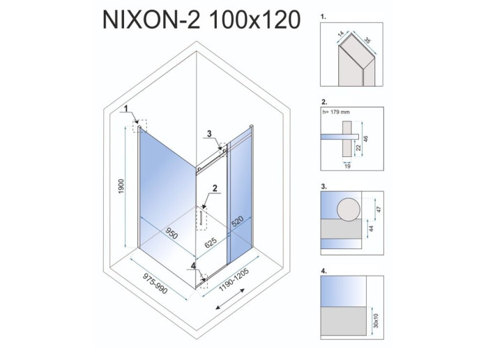Душова Кабіна REA Nixon 100x120 L KPL-K5014-K5002