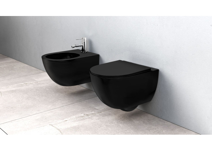 Унітаз REA Carlo Mini Rimless Flat Чорний Мат REA-C8489