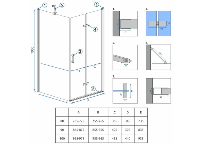 Душова Кабіна REA Molier Хром 80x90 KPL-6367-8535