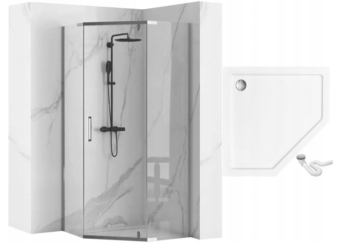 Душова Кабіна Rea Axin 90x90 + Душевий Піддон Чорний 90x90 KPL-K8779-8543