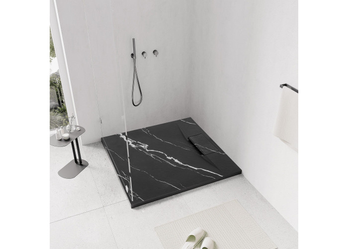Душовий Піддон Bazalt CARRARA Чорний 90x90 REA-K7003