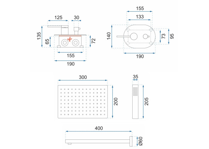 Душовий Гарнітур REA OVAL Хром BOX REA-P8415