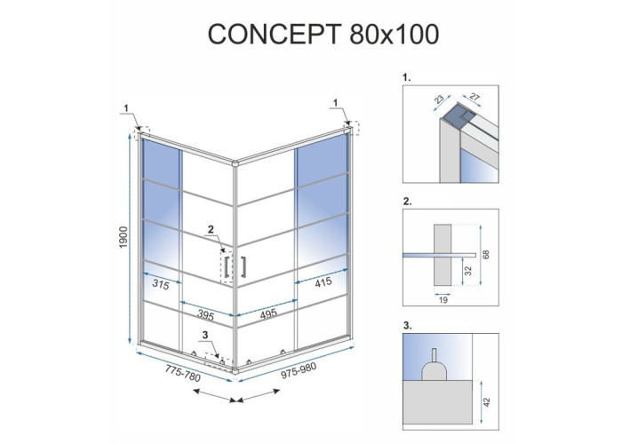 Душова Кабіна REA Concept Чорний 80x100 REA-K6389