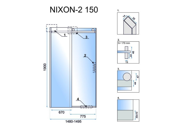 Душова Дверь REA Nixon-2 150 REA-K5009