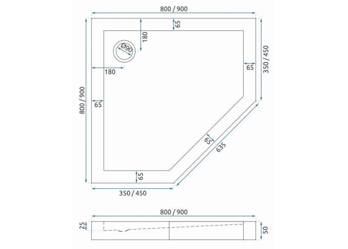 Душова Кабіна Rea Axin 90x90 + Душевий Піддон Чорний 90x90 KPL-K8779-8543
