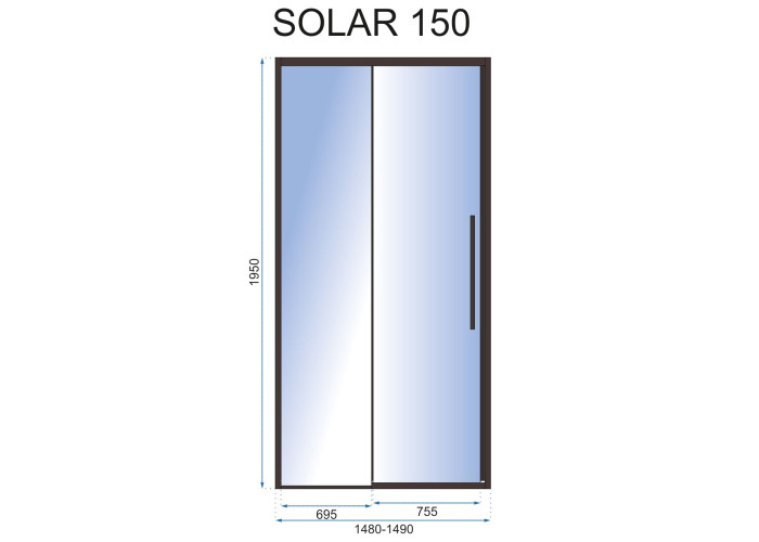 Душова Дверка REA Solar 150 Чорний Мат REA-K6360