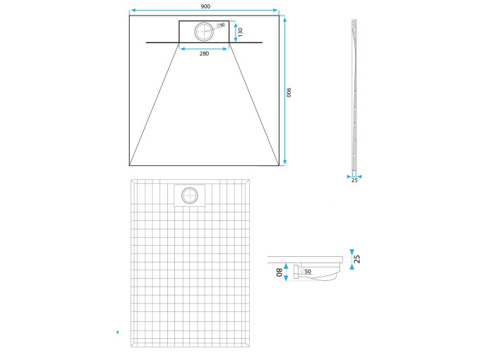 Душовий Піддон Bazalt CARRARA Білий 90x90 REA-K7002